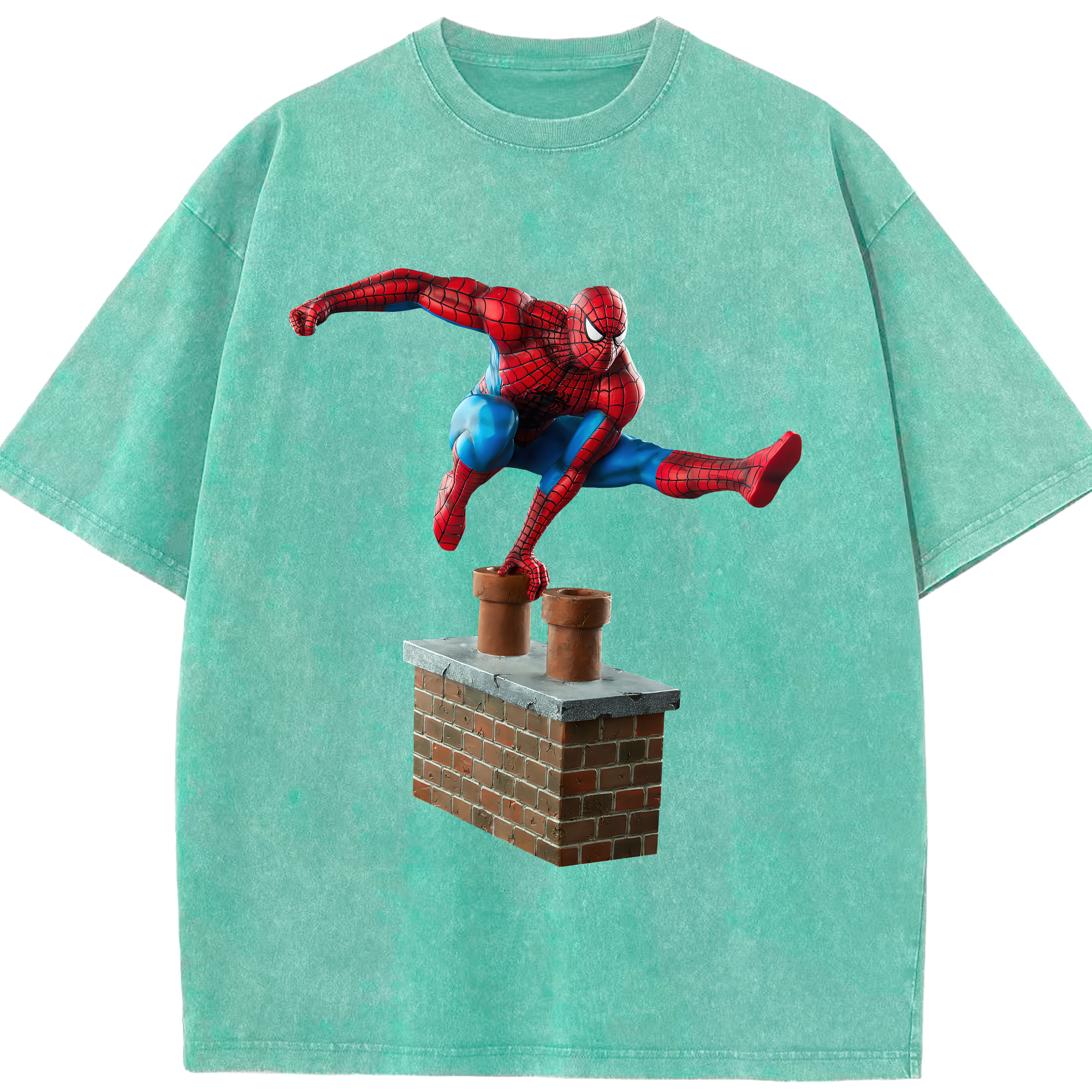 （画像用） Spider Man スパイダーマン 綿100% ヴィンテージ風 半袖Tシャツ（フロントプリント）